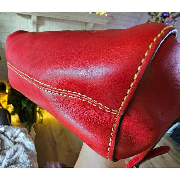 NWT Dooney and Bourke Florentine Allison RED Vachetta Leather Crossbody $278 - Picture 11 of 16